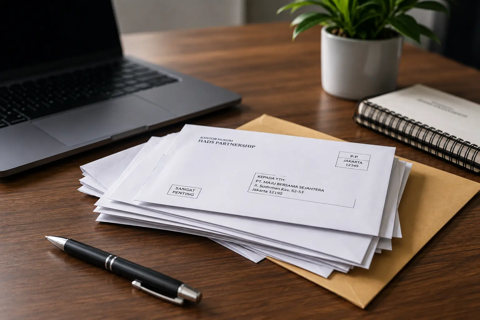 Formal demand letters prepared on a lawyer's desk